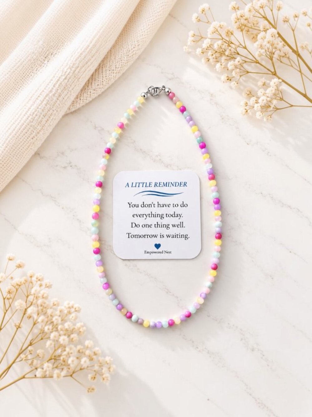 Handmade Pastel Beaded Necklace | Colourful Inspirational Gift